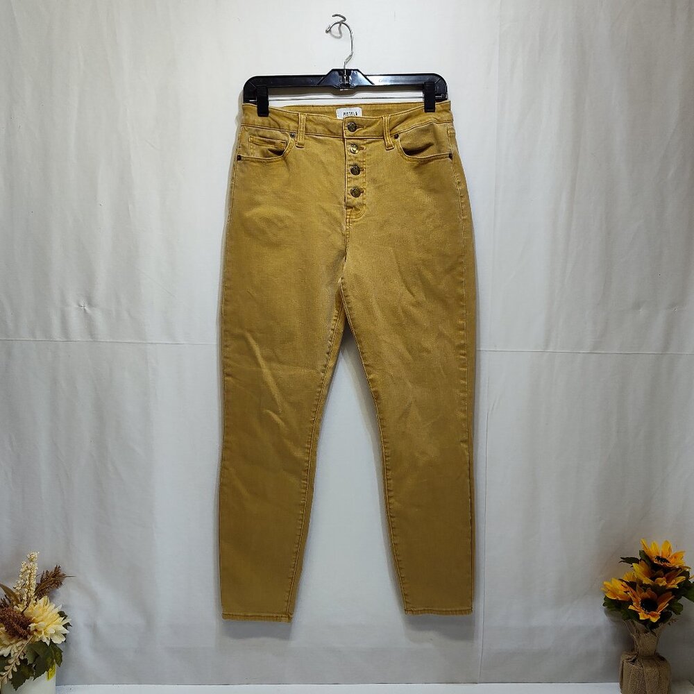 Pistola High Rise Skinny Jeans "Arianna" Size 30 Cotton Mustard Yellow Stretch